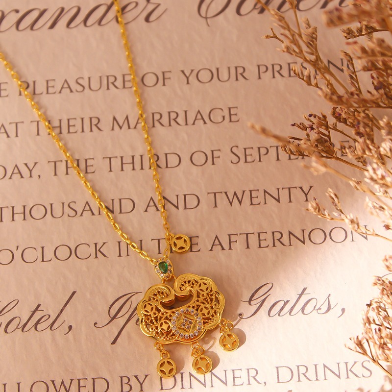 Luxury Lifestyle Jewelry - Vintage-Halskette im chinesischen Stil mit friedlicher