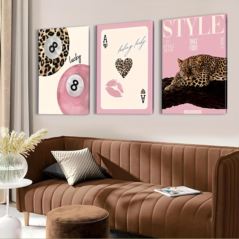 Luxury Lifestyle Photography - 3-teiliger Leoparden-Geparden-Leinwanddruck, ungerahmt, modern, Nr. 8-Ball