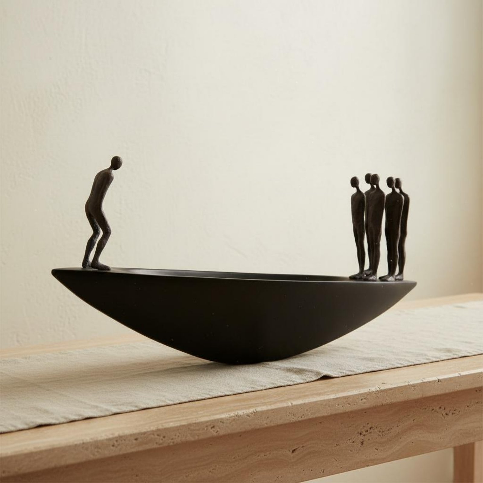 Luxury Lifestyle Items - Moderne Segelboot-Statue aus Kunstharz im Wabi-Sabi-Stil,